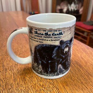 Black Bear Share the Earth Themed Coffee Cup Mug by Polar Graphics